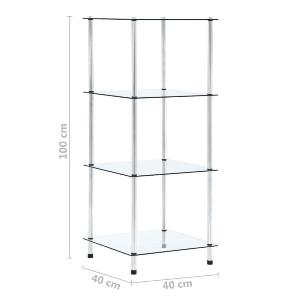 Regal mit 4 Ablagen Transparent 40x40x100 cm Hartglas