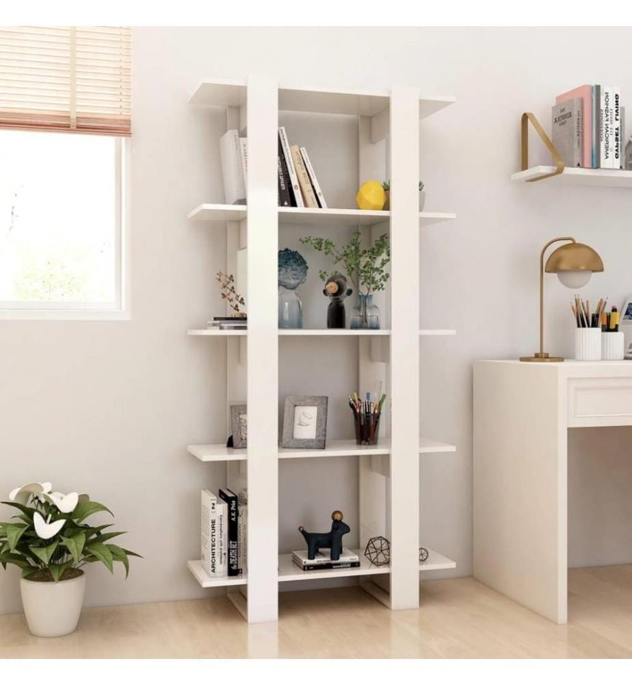 Bücherregal/Raumteiler Hochglanz-Weiss 80x30x160 cm