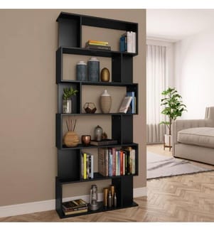 Bücherregal/Raumteiler Schwarz 80x24x192 cm Holzwerkstoff