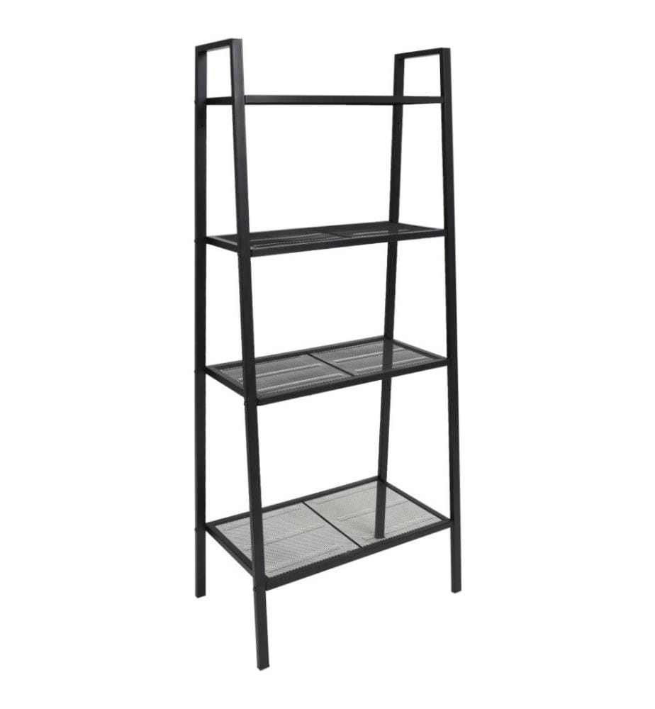 Leiter-Bücherregal 4 Ebenen Metall Schwarz