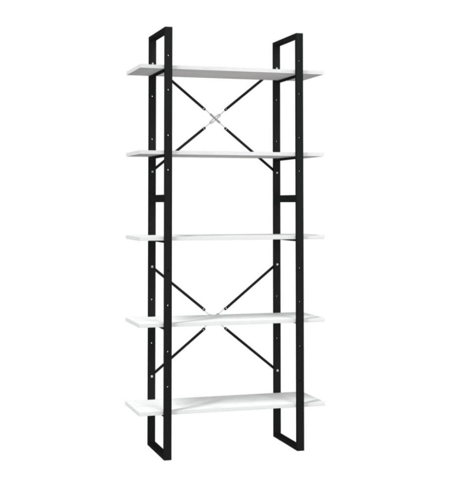 Bibliothèque à 5 niveaux Blanc 80x30x175 cm Bois de pin