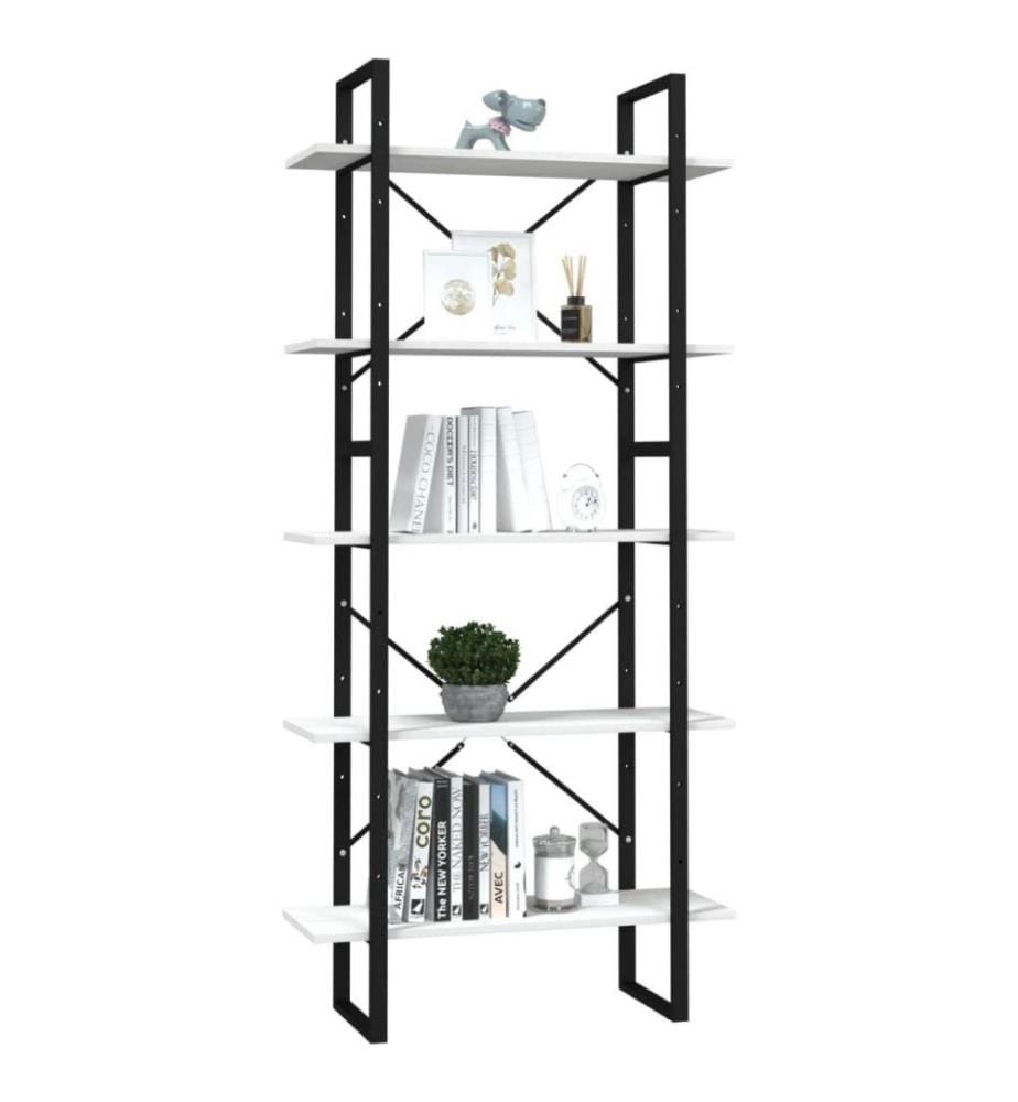 Bibliothèque à 5 niveaux Blanc 80x30x175 cm Bois de pin