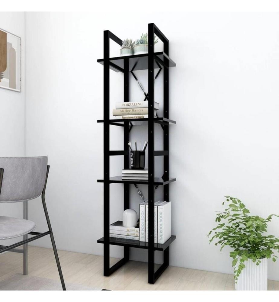 Bibliothèque à 4 niveaux Noir 40x30x140 cm Aggloméré