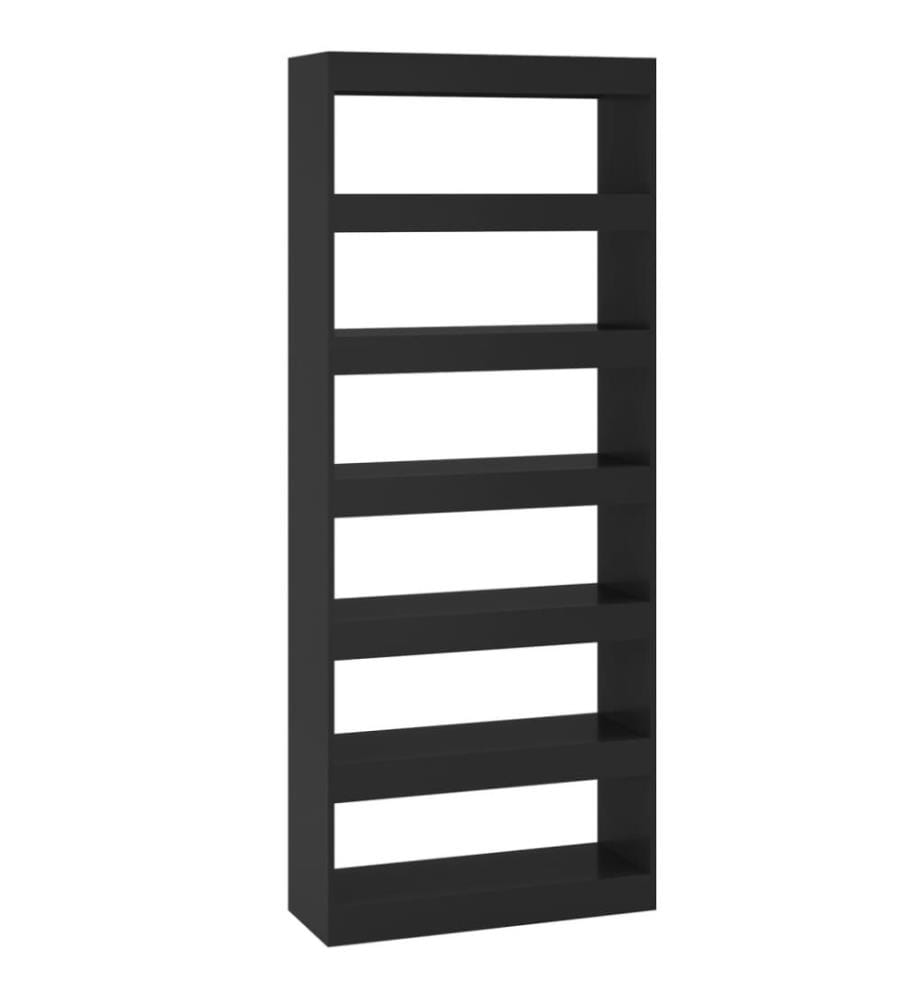 Bücherregal/Raumteiler Schwarz 80x30x198 cm Holzwerkstoff