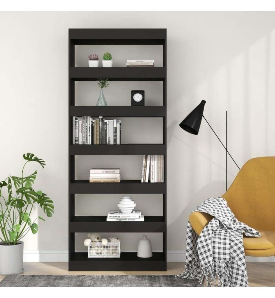 Bücherregal/Raumteiler Schwarz 80x30x198 cm Holzwerkstoff
