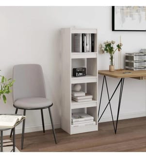 Bücherregal Raumteiler Weiss 40x30x135,5 cm Massivholz Kiefer