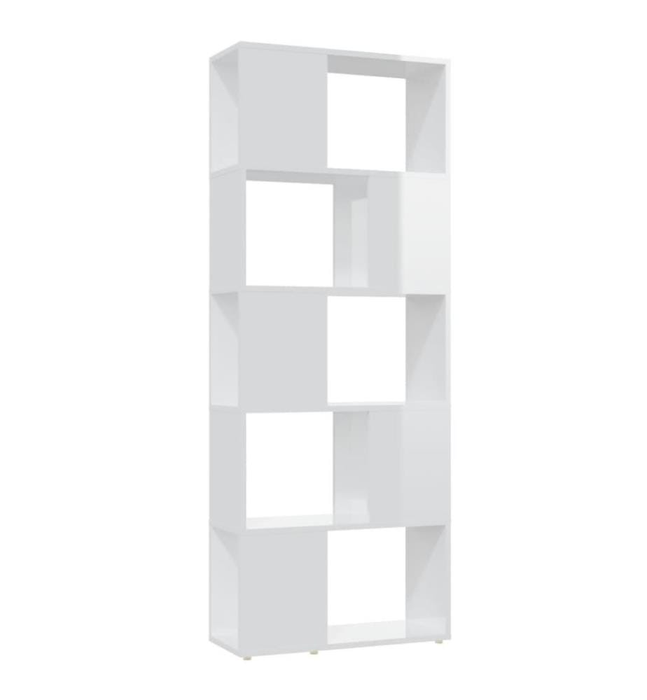 Bücherregal Raumteiler Hochglanz-Weiss 60x24x155 cm