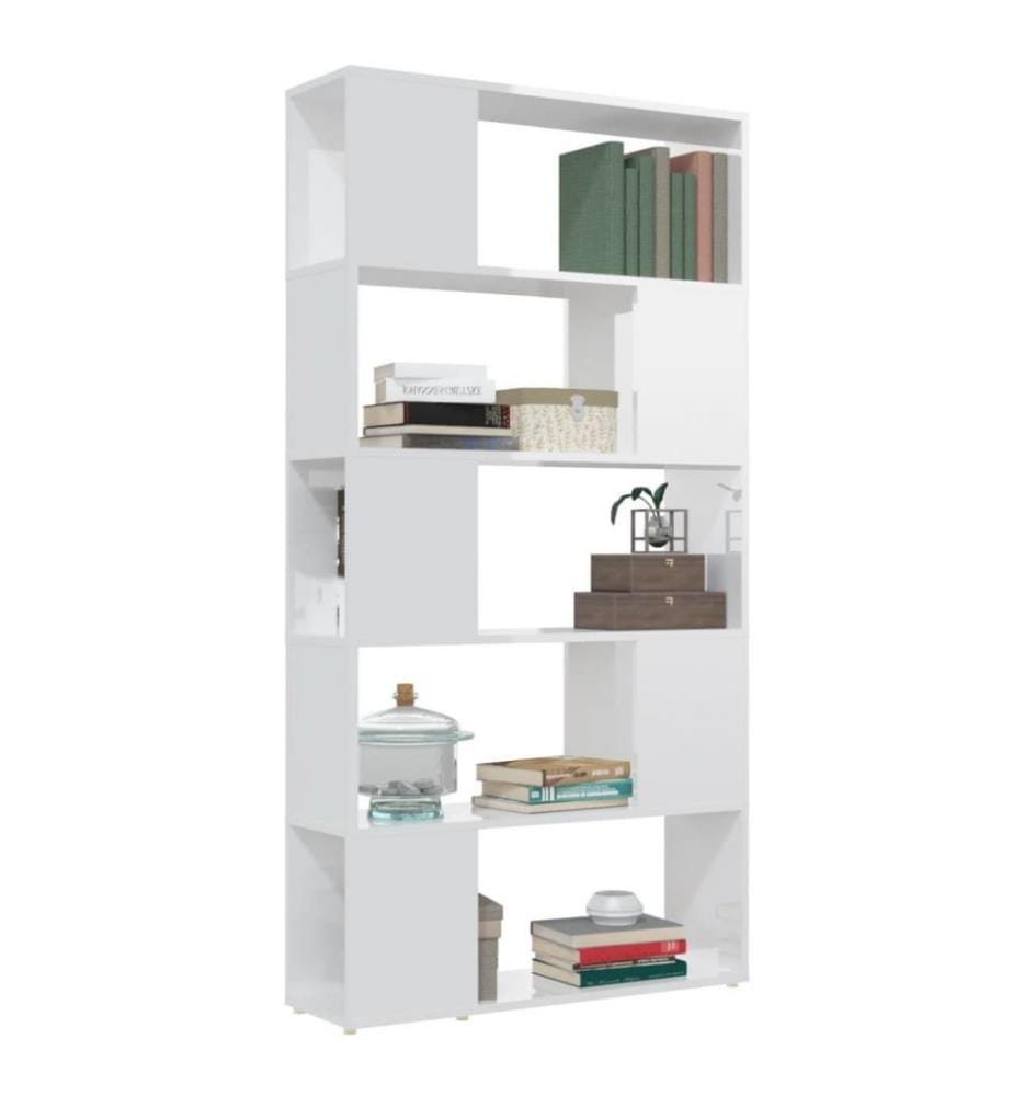 Bücherregal Raumteiler Hochglanz-Weiss 80x24x155cm Holzwerkstoff