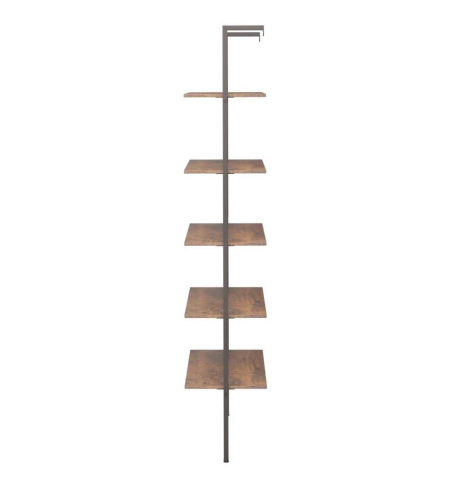 Étagère inclinée à 5 niveaux Marron foncé et noir 64x35x185 cm