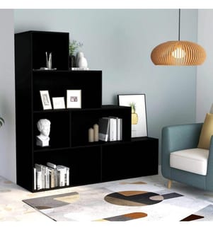 Bücherregal/Raumteiler Schwarz 155x24x160 cm Holzwerkstoff