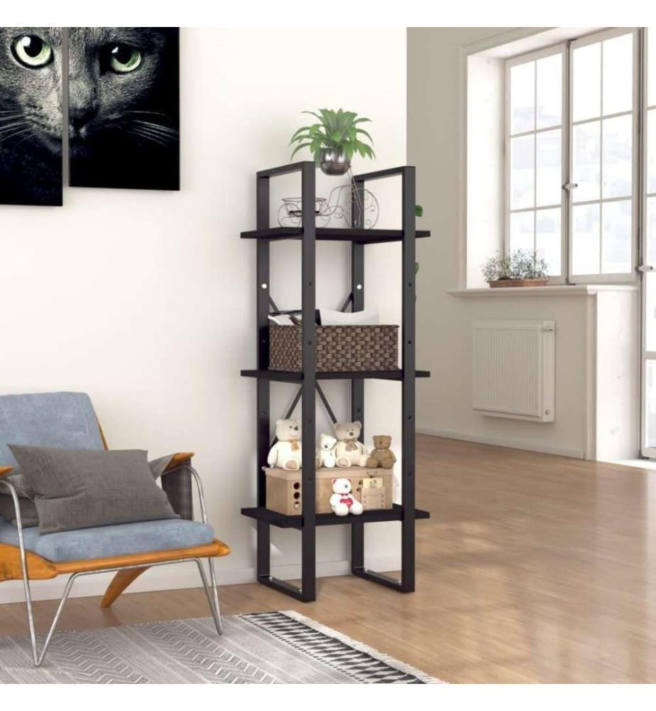 Bibliothèque à 3 niveaux Noir 40x30x105 cm Aggloméré