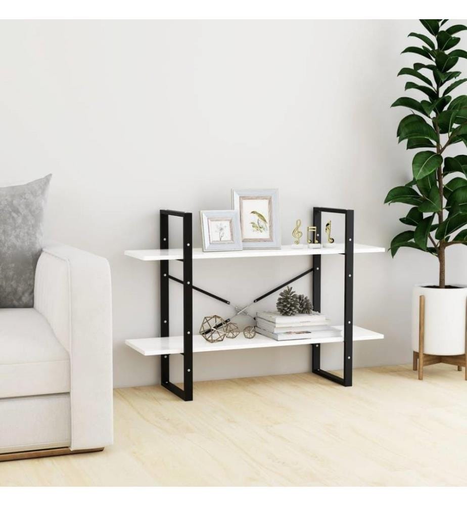 Bücherregal 2 Fächer Weiss 100x30x70 cm Holzwerkstoff