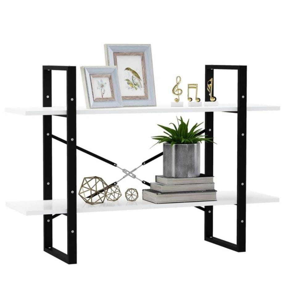 Bücherregal 2 Fächer Weiss 100x30x70 cm Holzwerkstoff