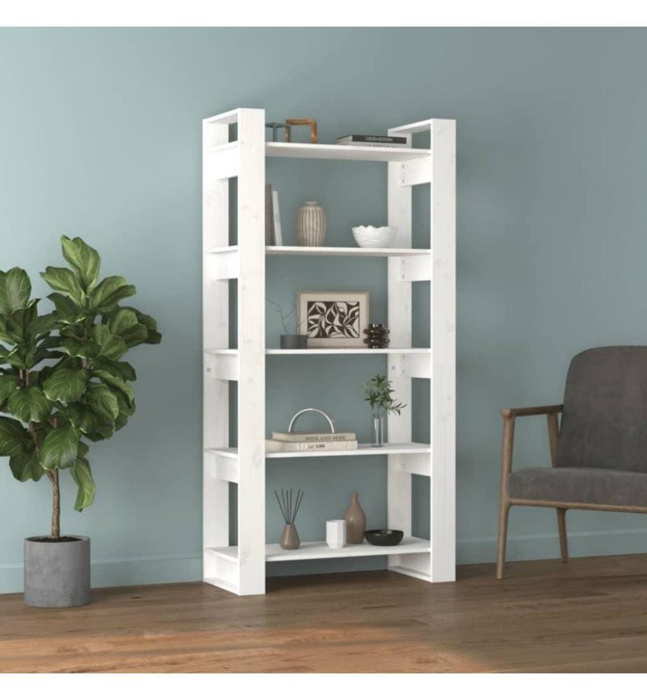 Bibliothèque/Séparateur de pièce Blanc 80x35x160 cm Bois massif