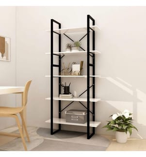 Bibliothèque à 5 niveaux Blanc 80x30x175 cm Aggloméré