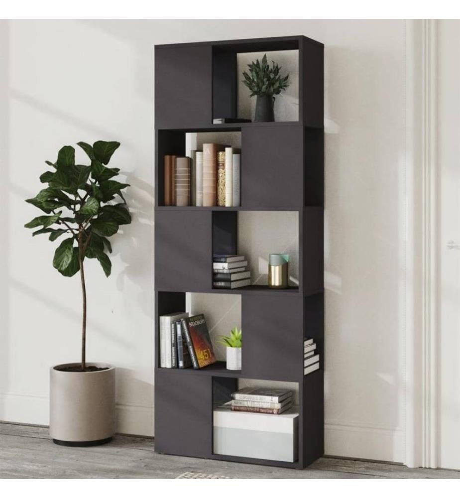 Bücherregal Raumteiler Grau 60x24x155 cm Holzwerkstoff