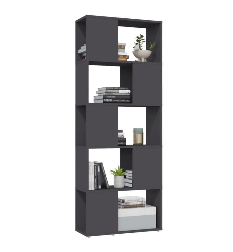 Bücherregal Raumteiler Grau 60x24x155 cm Holzwerkstoff