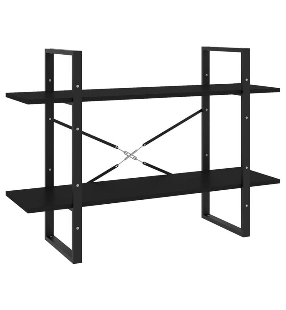 Bücherregal 2 Fächer Schwarz 100x30x70 cm Holzwerkstoff