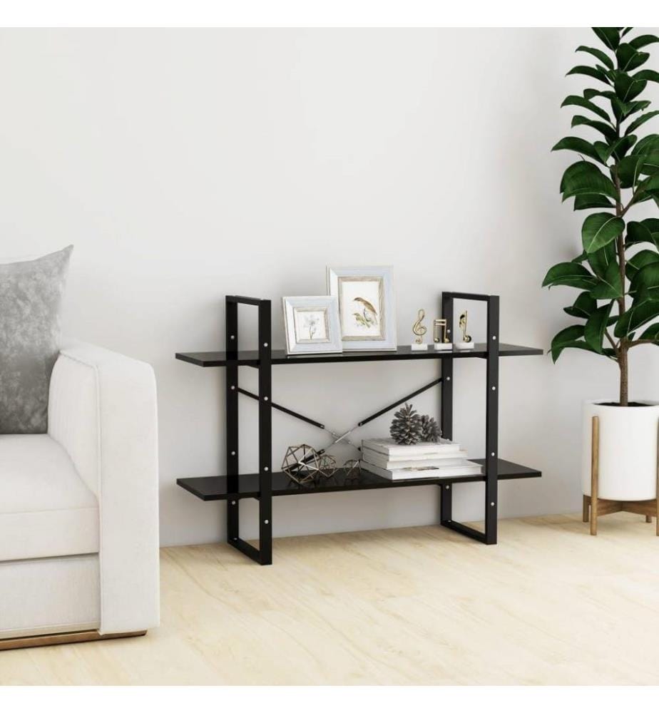 Bücherregal 2 Fächer Schwarz 100x30x70 cm Holzwerkstoff