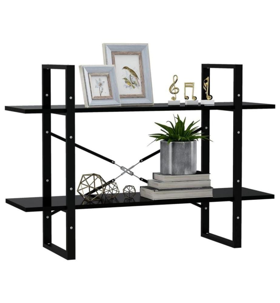 Bücherregal 2 Fächer Schwarz 100x30x70 cm Holzwerkstoff