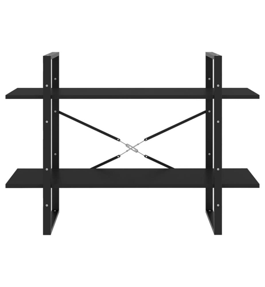 Bücherregal 2 Fächer Schwarz 100x30x70 cm Holzwerkstoff
