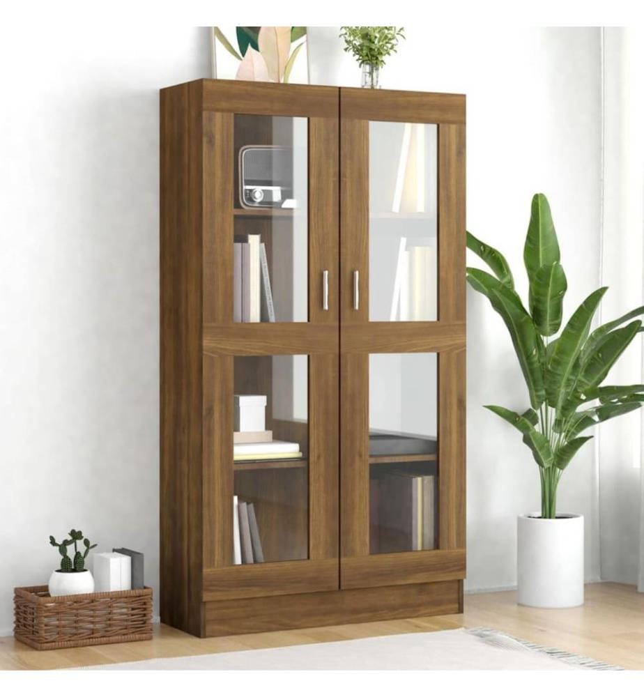 Armoire à vitrine Chêne brun 82,5x30,5x150 cm Bois d'ingénierie