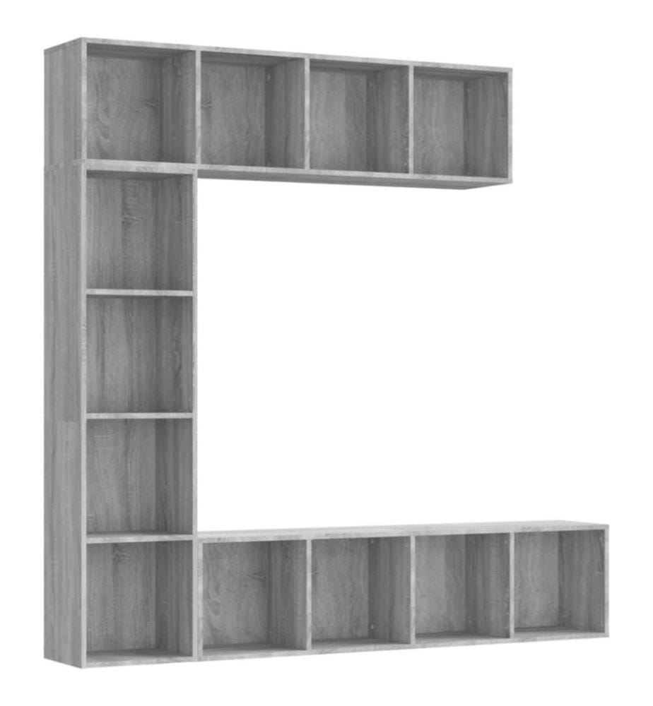 Ensemble bibliothèque/meuble TV 3 pcs Sonoma gris 180x30x180 cm