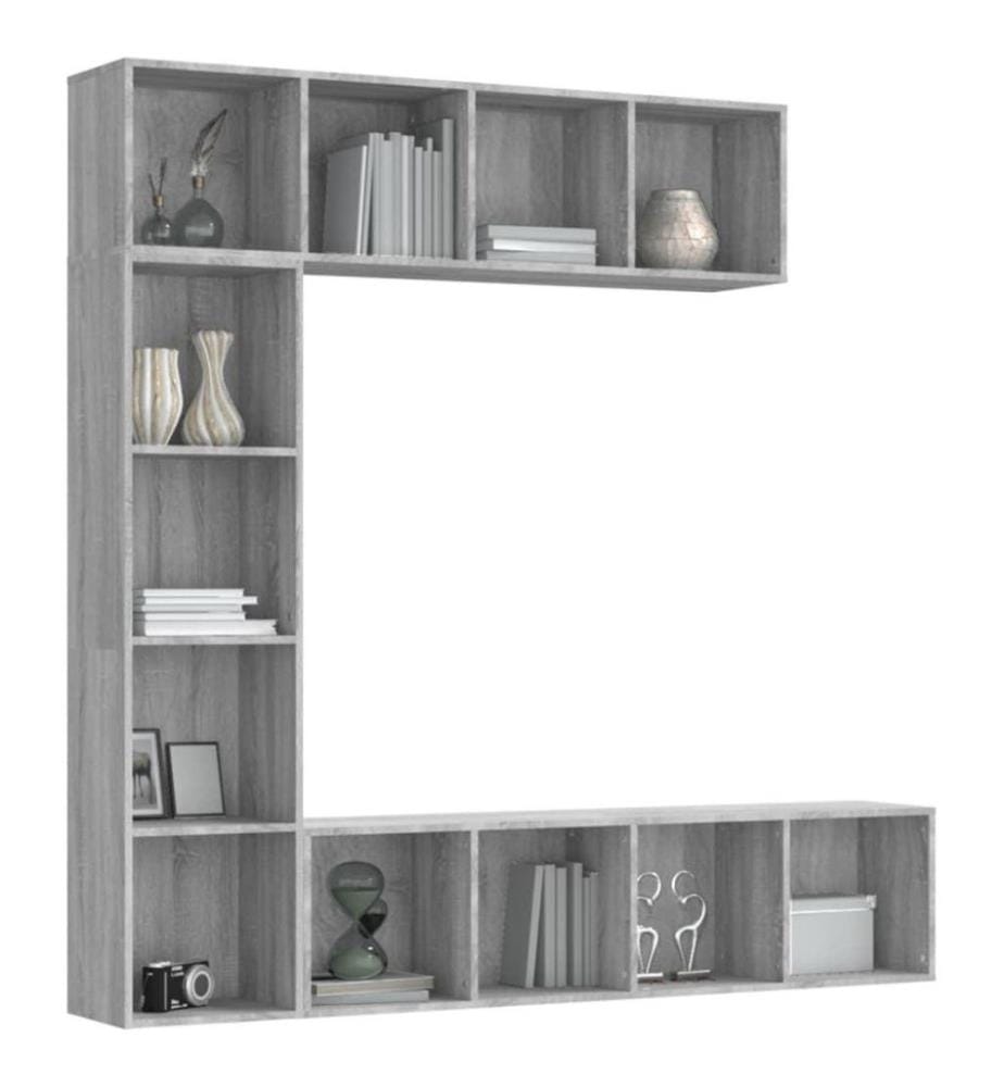 Ensemble bibliothèque/meuble TV 3 pcs Sonoma gris 180x30x180 cm