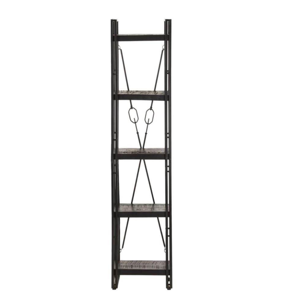 Bibliothèque à 5 niveaux Noir 40x30x180 cm Bois de manguier