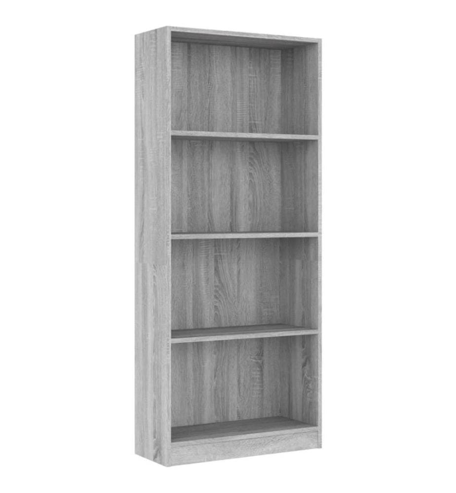 Bibliothèque 4 niveaux Sonoma gris 60x24x142 cm