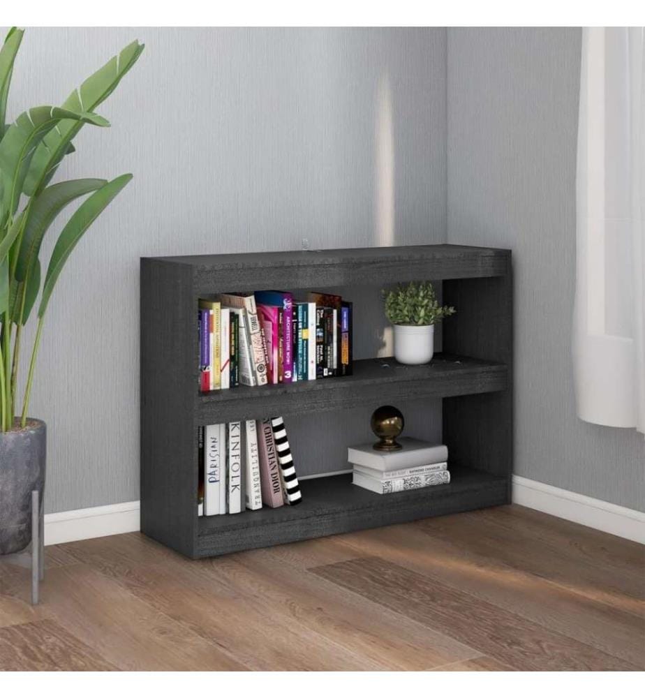 Bücherregal Raumteiler Grau 100x30x71,5 cm Massivholz Kiefer