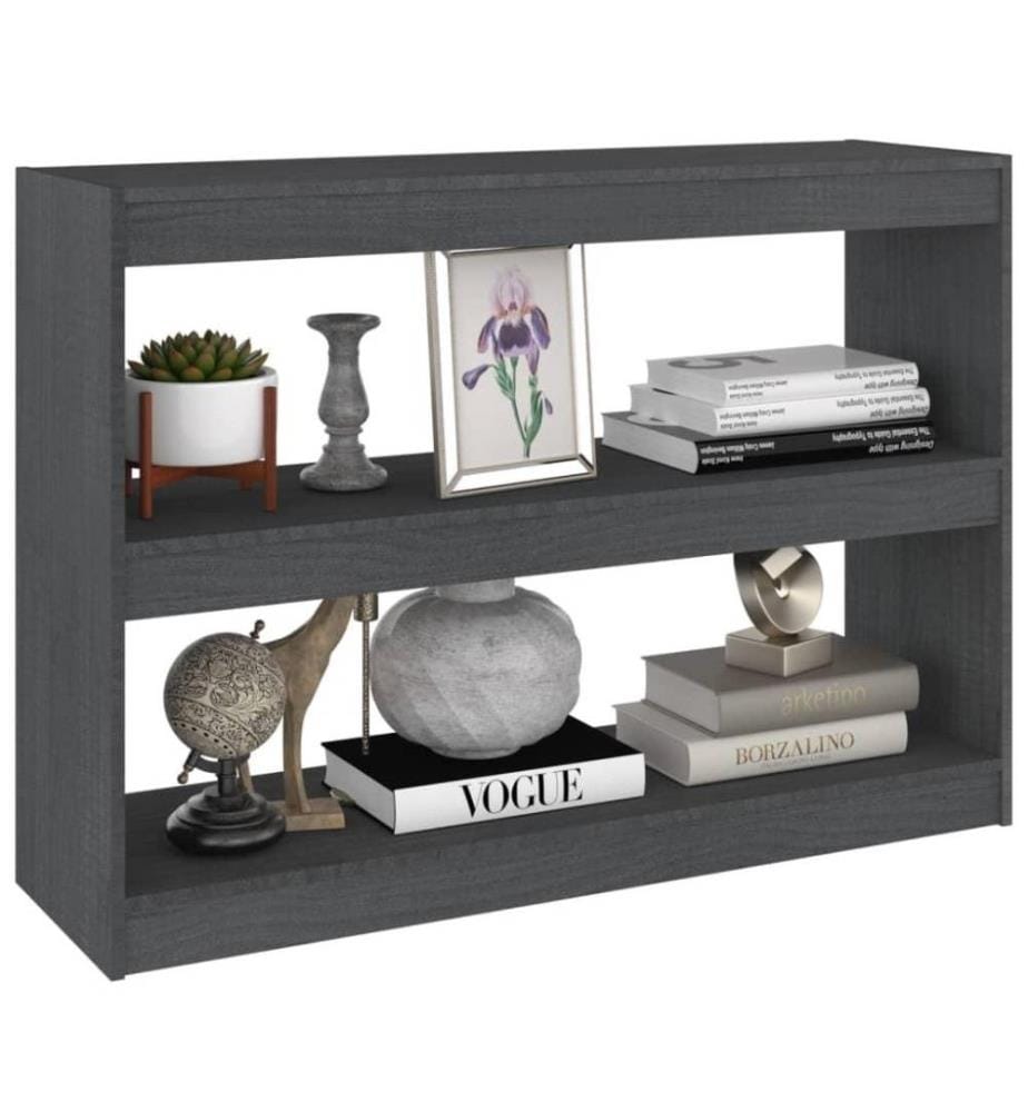 Bücherregal Raumteiler Grau 100x30x71,5 cm Massivholz Kiefer