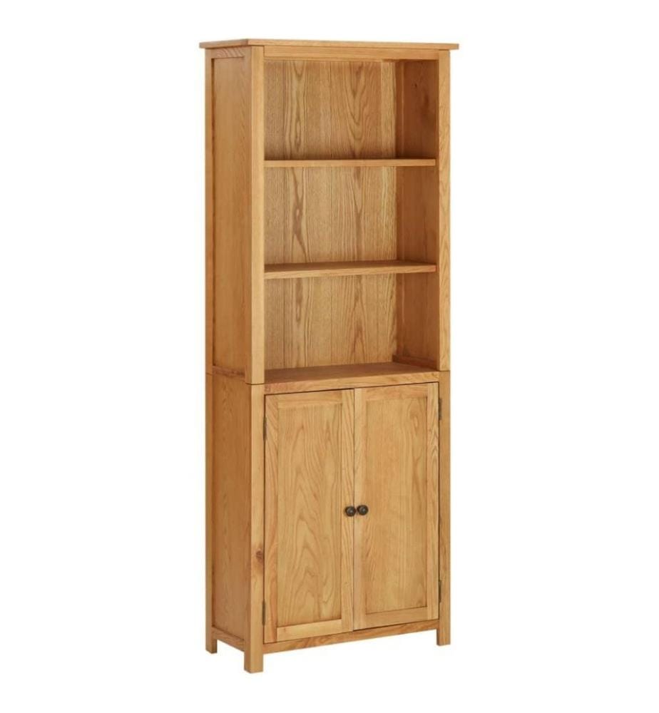 Bücherregal mit 2 Türen 70x30x180 cm Massivholz Eiche