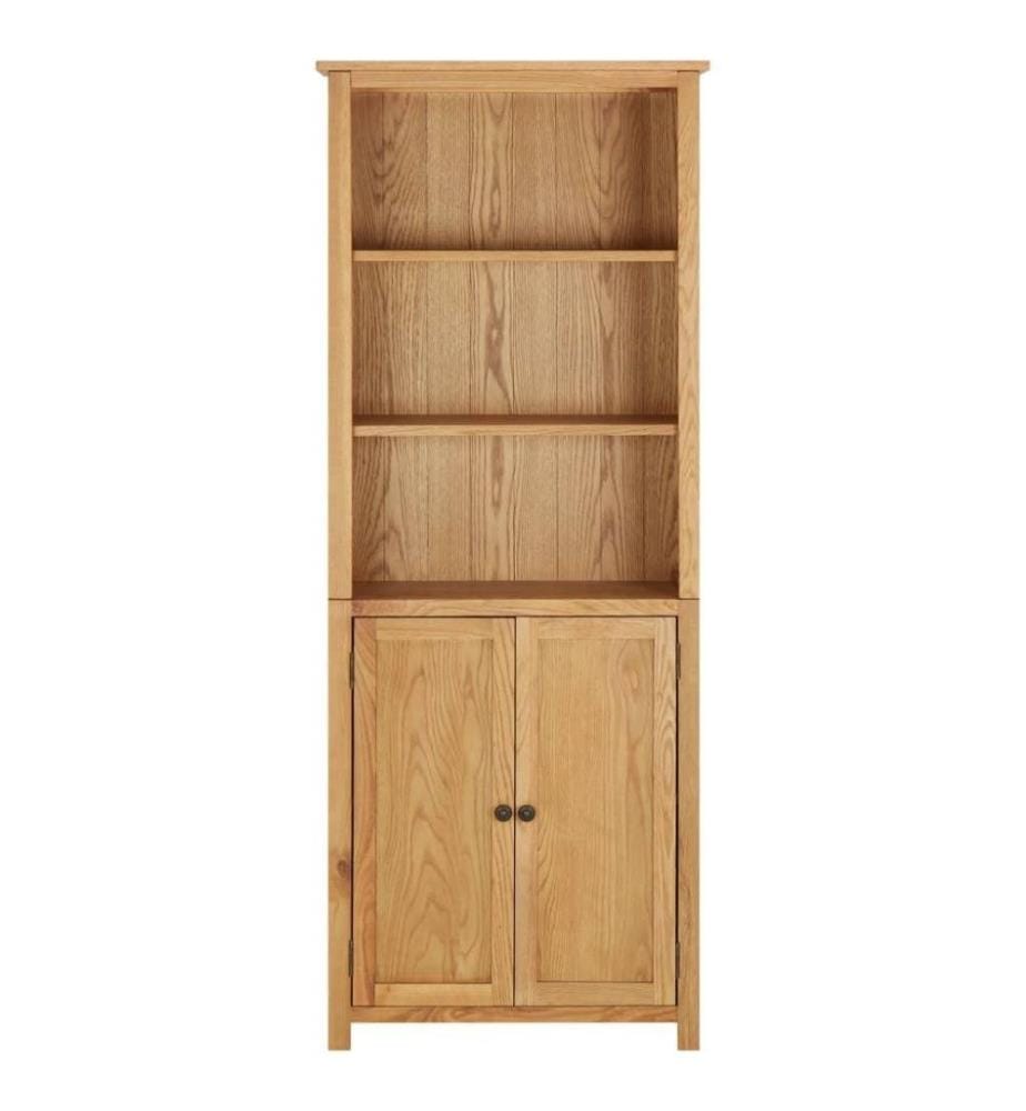 Bücherregal mit 2 Türen 70x30x180 cm Massivholz Eiche