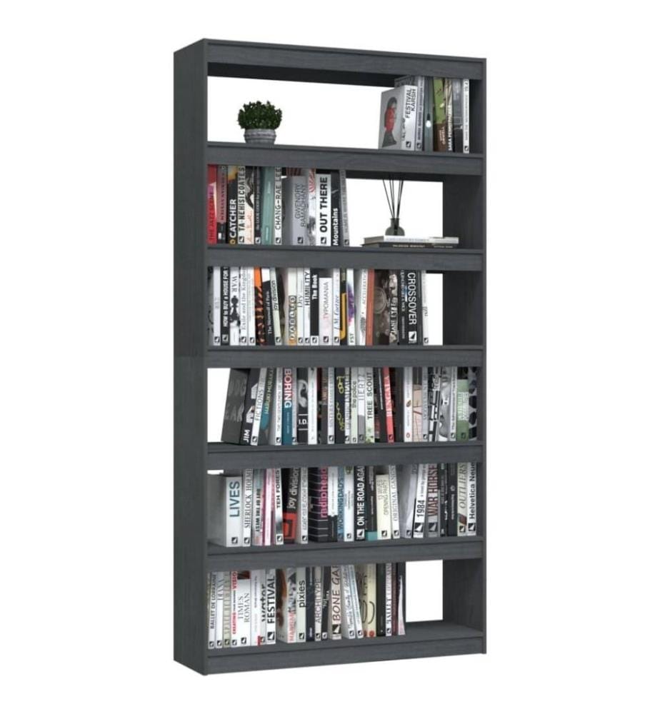 Bücherregal/Raumteiler Grau 100x30x200 cm Kiefer Massivholz