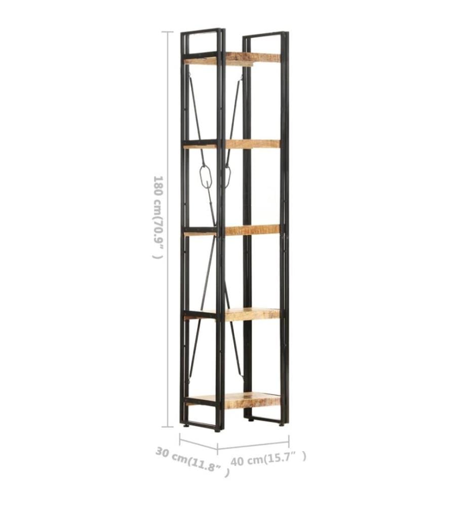 Bibliothèque à 5 niveaux 40x30x180 cm Bois de manguier massif