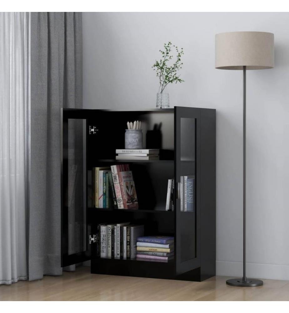 Vitrinenschrank Schwarz 82,5x30,5x115 cm Holzwerkstoff