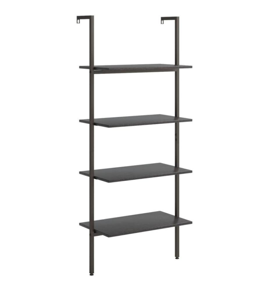 Étagère inclinée à 4 niveaux Noir 64x35x152,5 cm