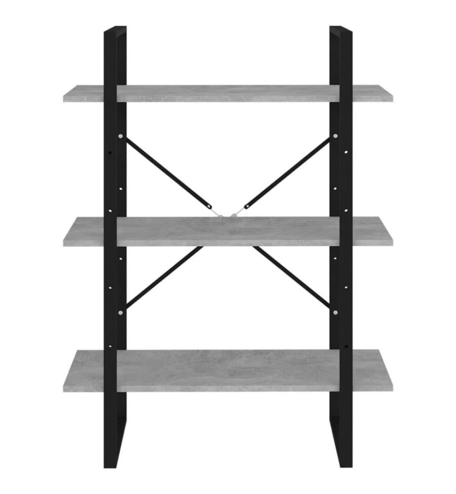 Bibliothèque Gris béton 80x30x105 cm Aggloméré