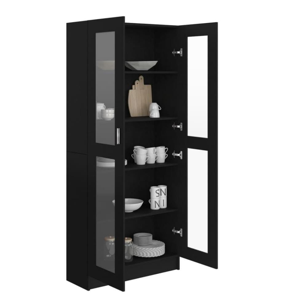Armoire à vitrine Noir 82,5x30,5x185,5 cm Aggloméré