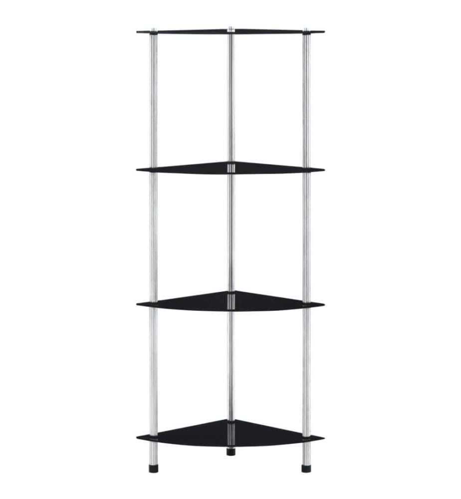 Regal mit 4 Ablagen Schwarz 30x30x100 cm Hartglas