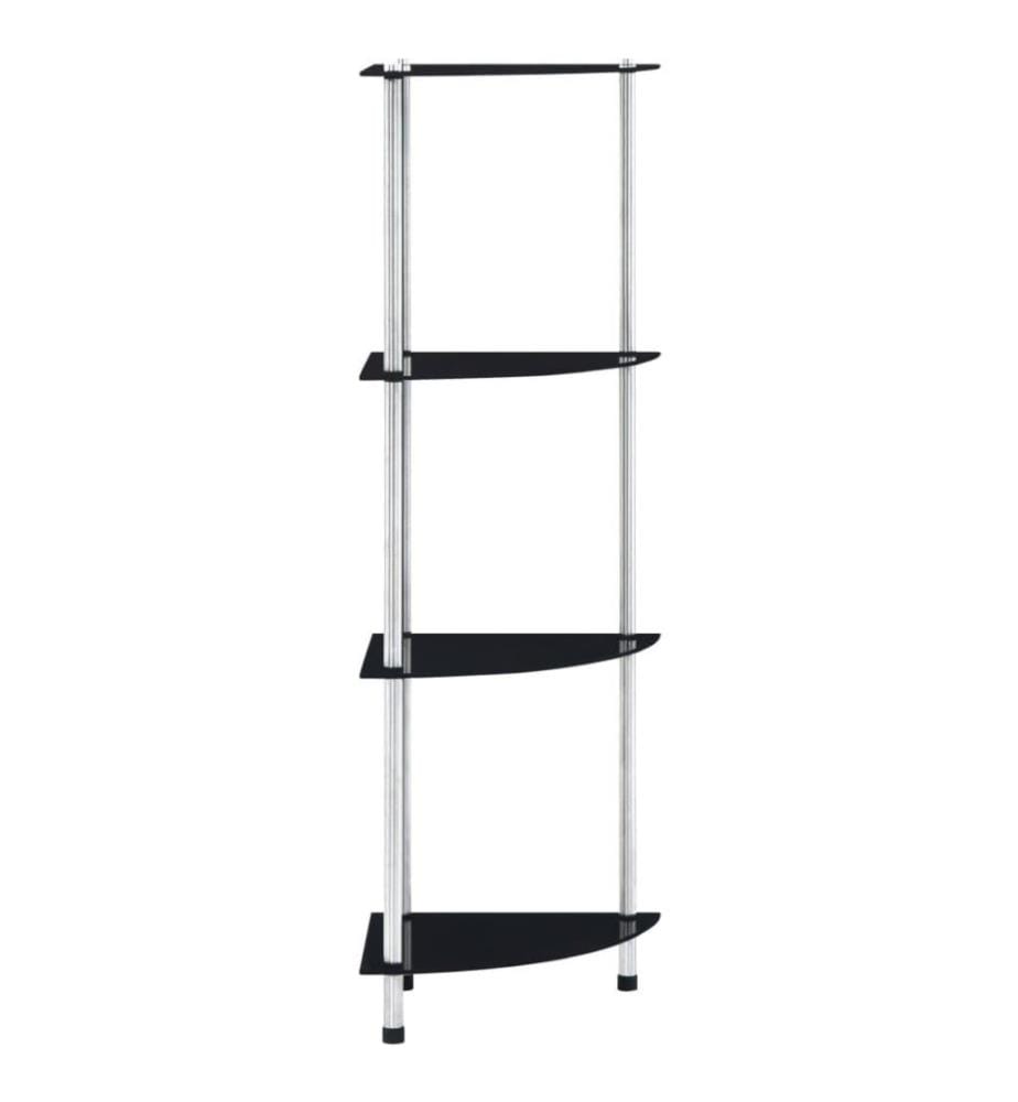 Regal mit 4 Ablagen Schwarz 30x30x100 cm Hartglas