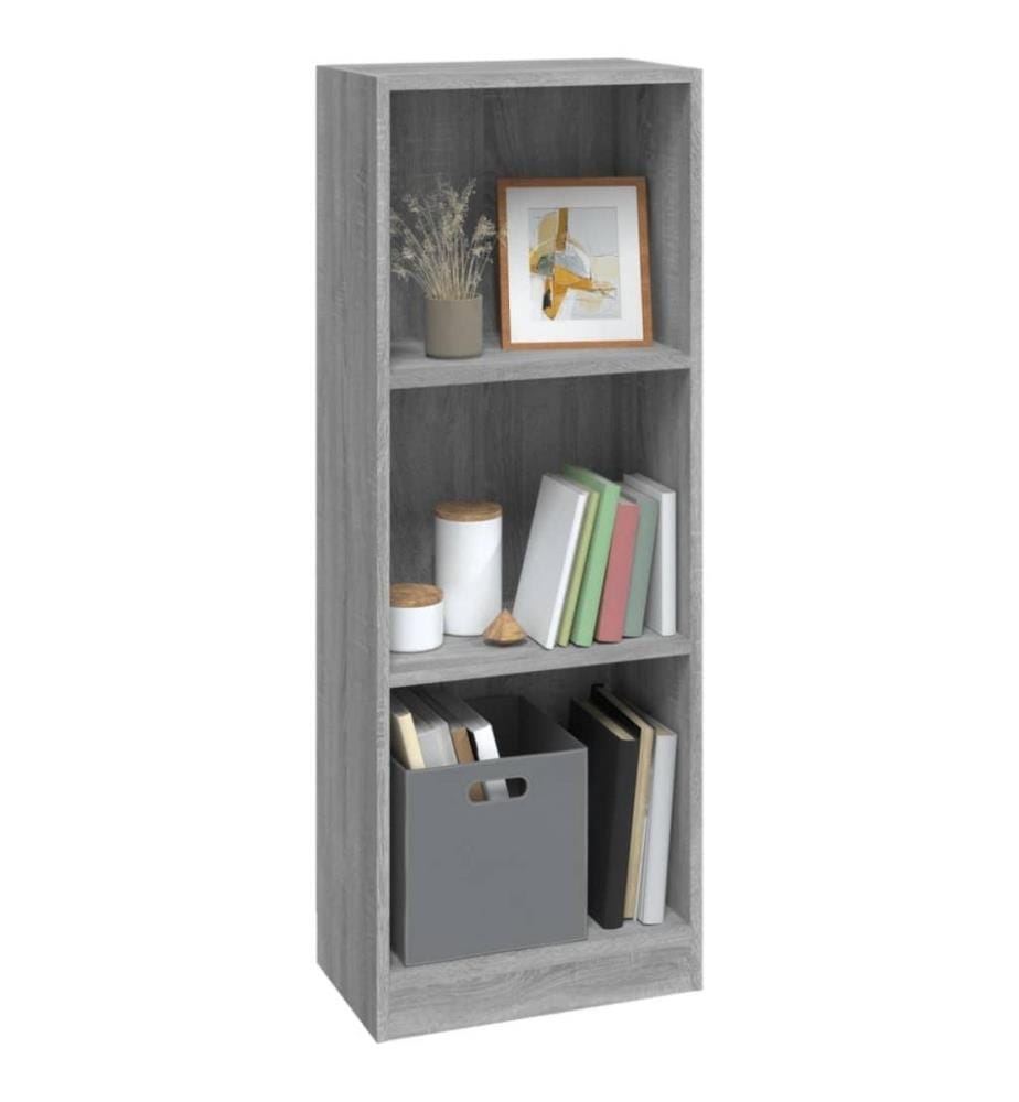Bibliothèque 3 niveaux Sonoma gris 40x24x109 cm