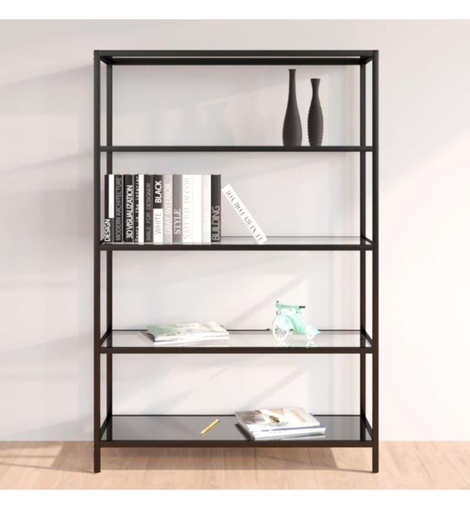 Étagère noir et transparent 100x36x168 cm verre trempé
