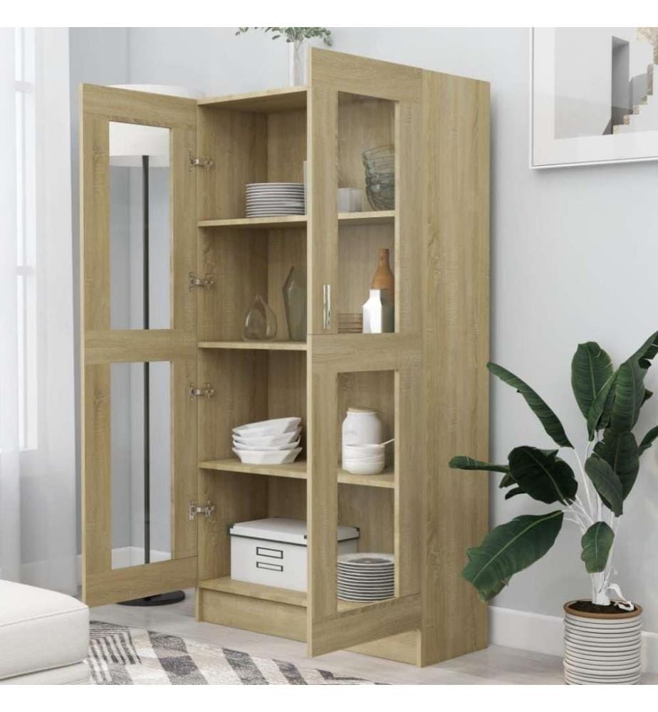 Vitrinenschrank Sonoma-Eiche 82,5x30,5x150 cm Holzwerkstoff