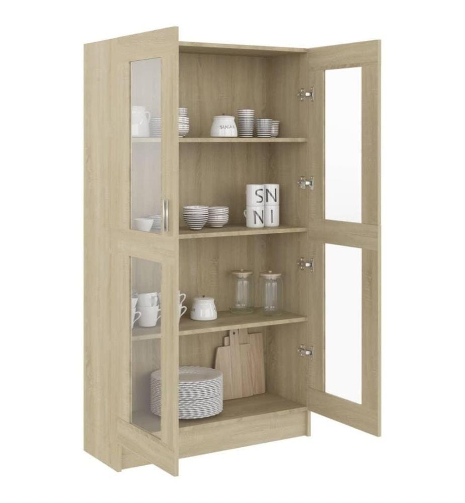 Vitrinenschrank Sonoma-Eiche 82,5x30,5x150 cm Holzwerkstoff