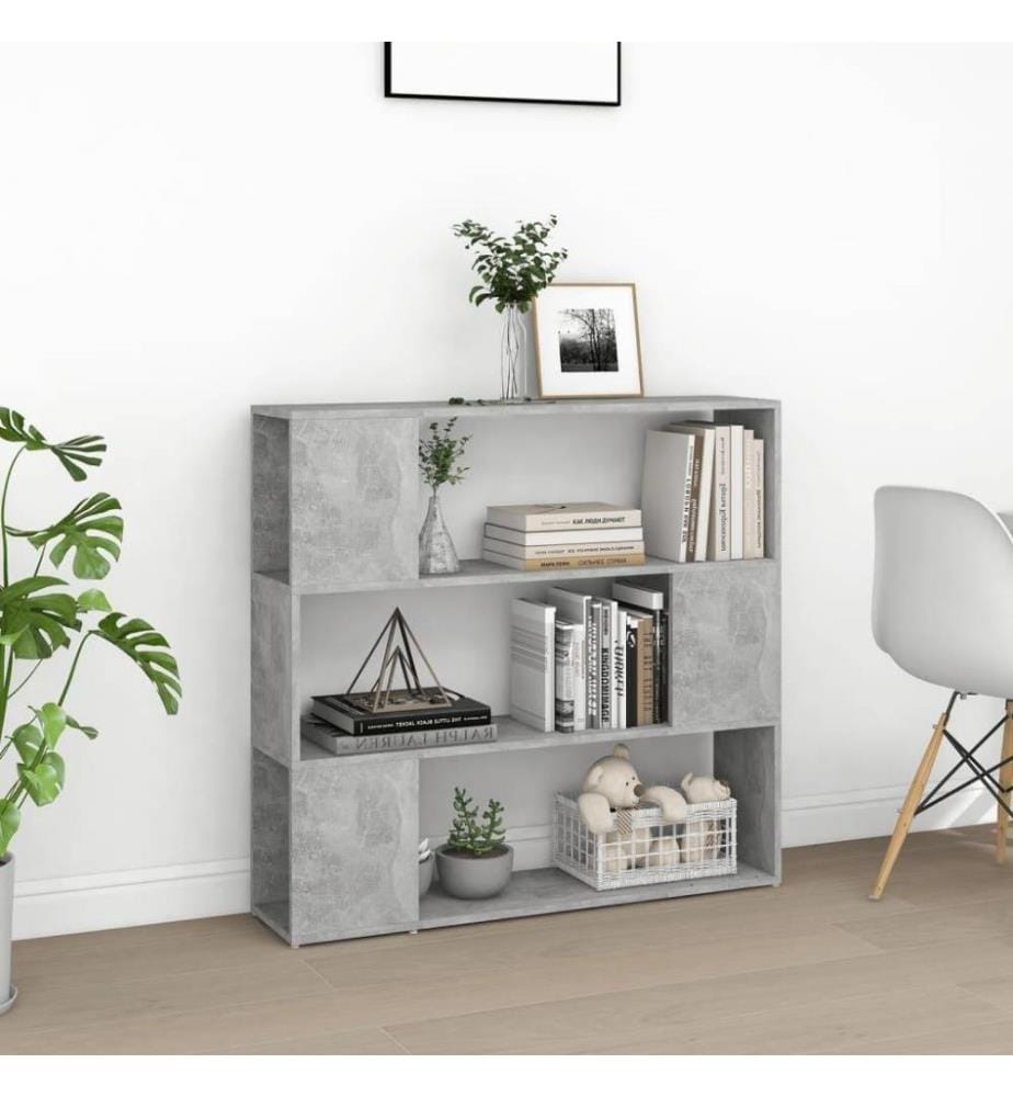 Bücherregal Raumteiler Betongrau 100x24x94 cm
