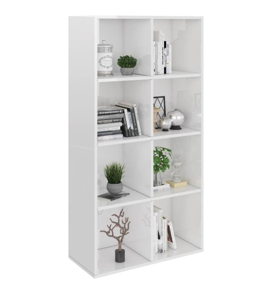 Bibliothèque/Buffet Blanc brillant 66 x 30 x 130 cm Aggloméré