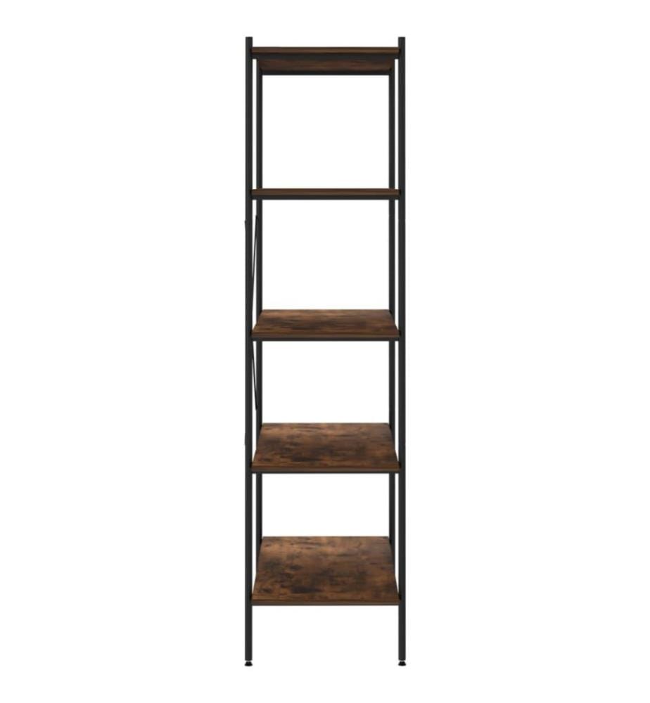 Étagère à 5 niveaux Noir et bois foncé 80x40x163 cm
