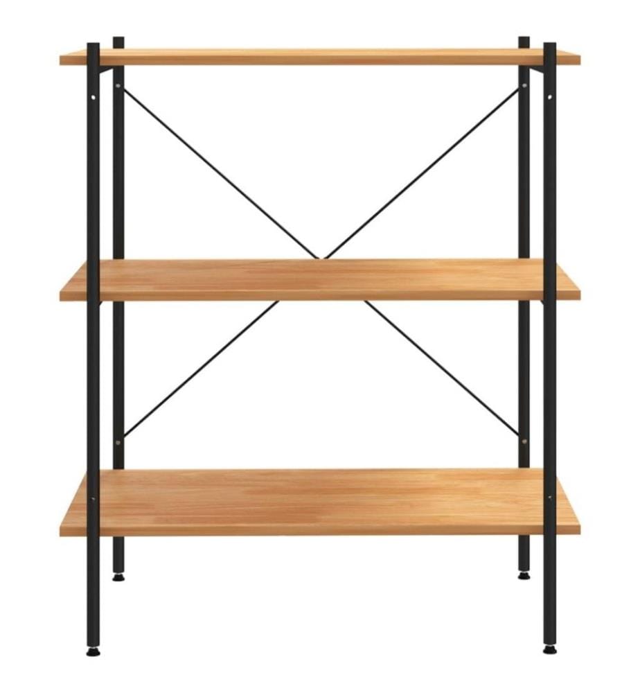 Regal mit 3 Böden Schwarz und Eiche-Optik 80x40x92 cm